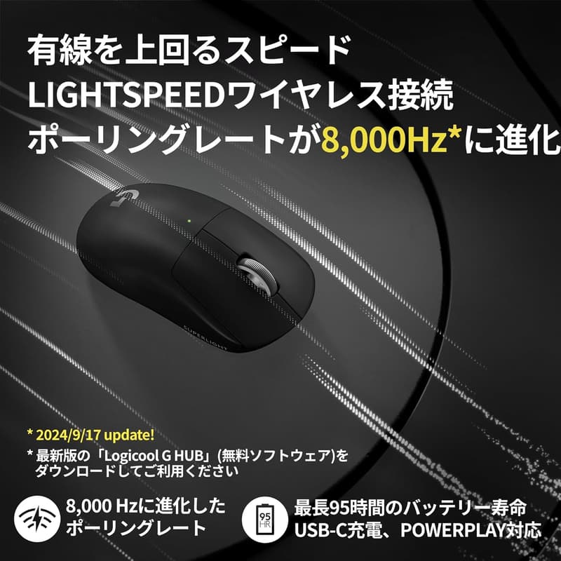 Logicool G PRO X SUPERLIGHT 2 ワイヤレスゲーミングマウス 8000Hz 44K DPI 60g 国内正規品