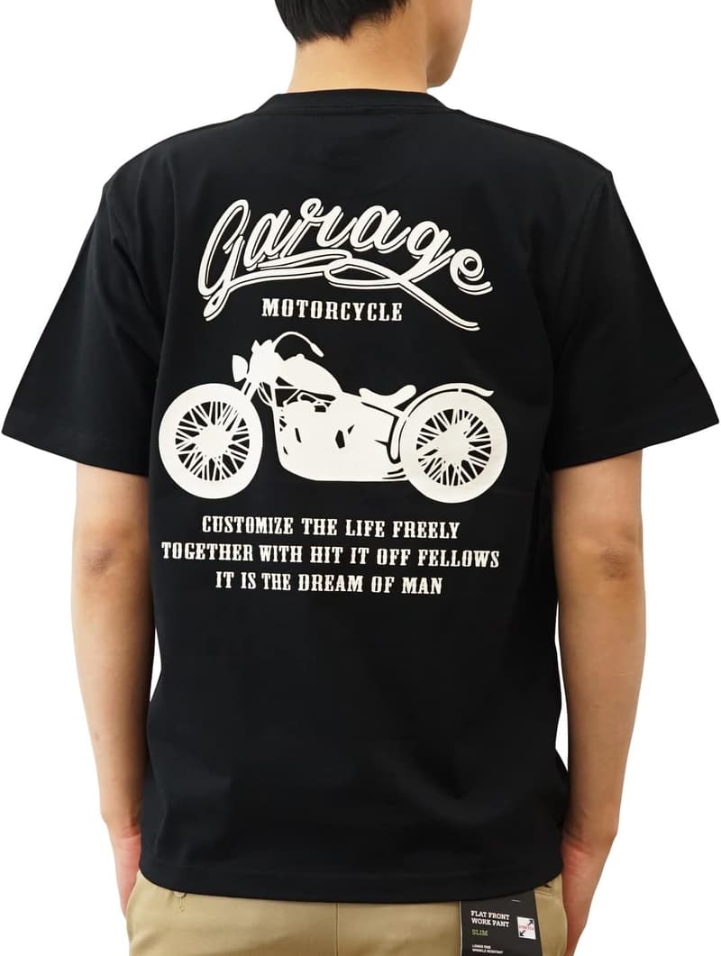 バイカーオリジナルプリント半袖Tシャツ メンズ・レディース