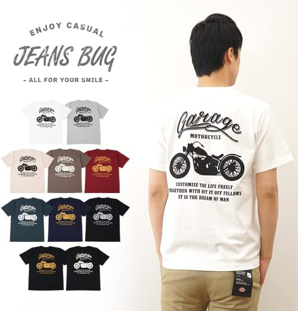 バイカーオリジナルプリント半袖Tシャツ メンズ・レディース