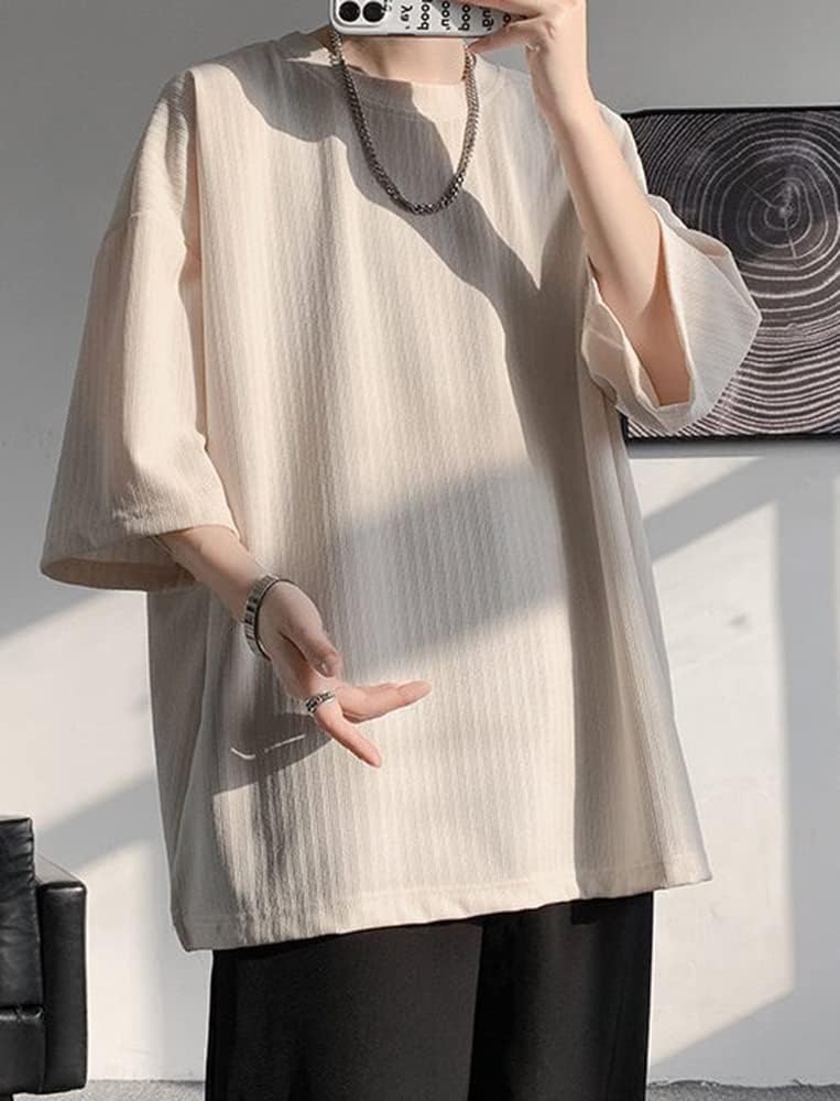 メンズ ビッグシルエット 七分袖 Tシャツ 夏服 シンプル 無地 カジュアル