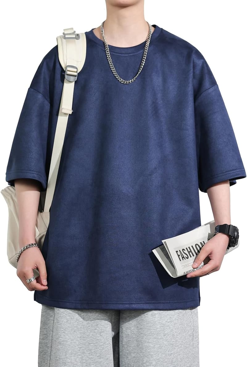 夏服 メンズ スエード 半袖Tシャツ 吸汗速乾 カジュアル