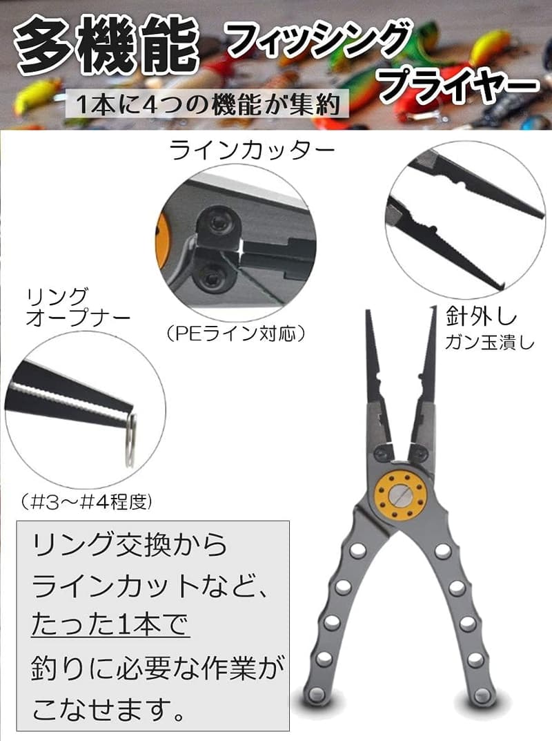 釣り用フィッシングプライヤー＆ステンレスフィッシュグリップセット