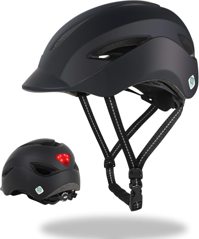 大人用自転車ヘルメット【SG認証・LEDライト付】アジアンフィット・サイズ調整可能・軽量・通気性優れた通勤通学用