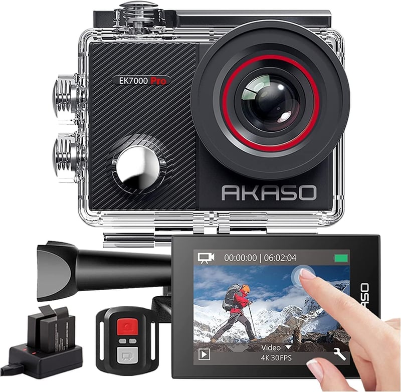 4K手ブレ補正アクションカメラ AKASO EK7000 Pro リモコン・WIFI・防水40m・1350mAhバッテリー2個・アクセサリー付