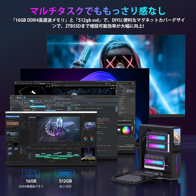 最新型ミニPC N97 16GB DDR4・512GB SSD・4K@60Hz対応・静音・WIFI 6・BT5.2