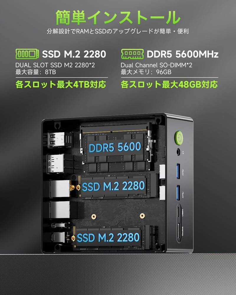GMKtec NucBox K11 ミニPC (AMD Ryzen9 8945HS, 64G, 1T, Windows11 Pro, 8K出力)