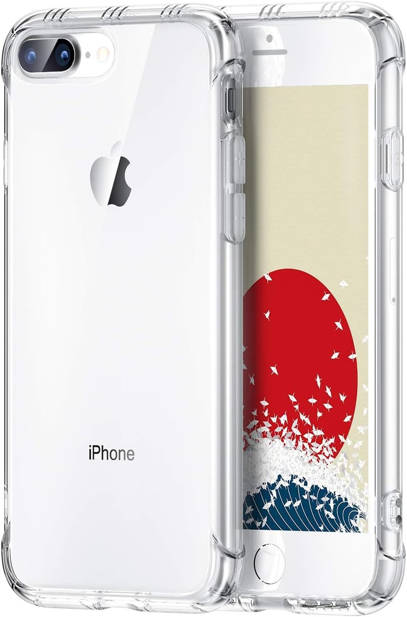 iPhone 8/7 Plus用超軽量クリアケース・衝撃吸収・MIL規格認証・Qi充電対応
