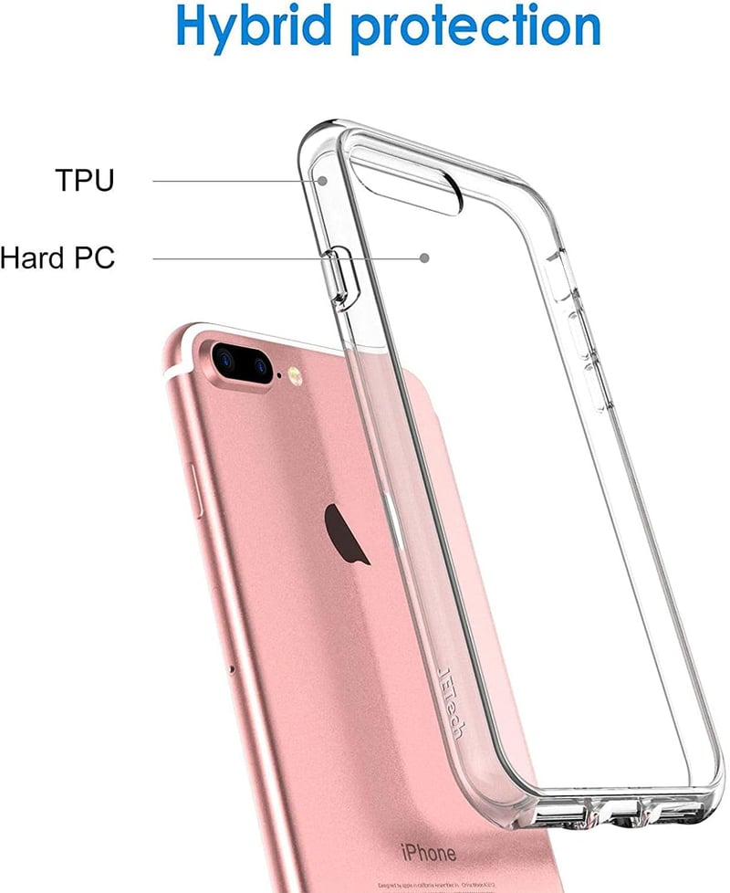 iPhone7 Plus/iPhone8 Plus用クリアバンパーケース 黄ばみ防止 衝撃吸収