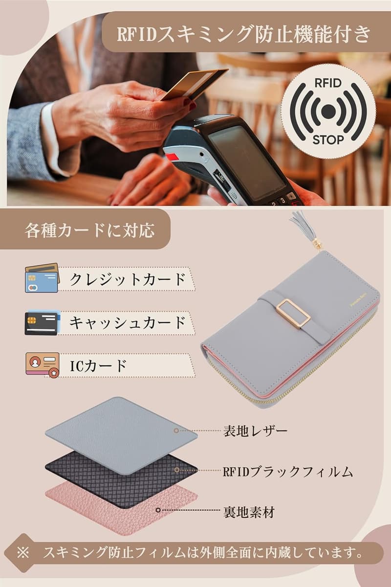 レディース 大容量長財布 PUレザー 磁気防止 スマホ収納可 プレゼント