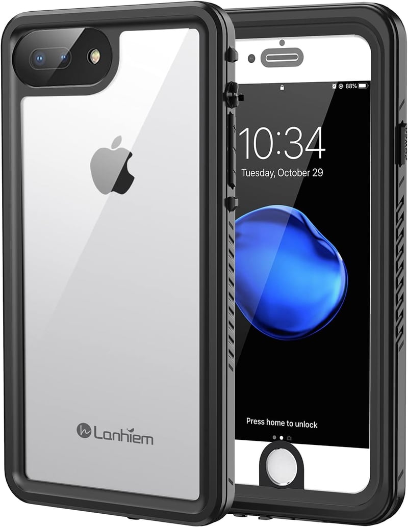 iPhone 7 Plus/8 Plus 完全防水ケース IP68 指紋認証対応 軽量 薄型 全面保護 黒