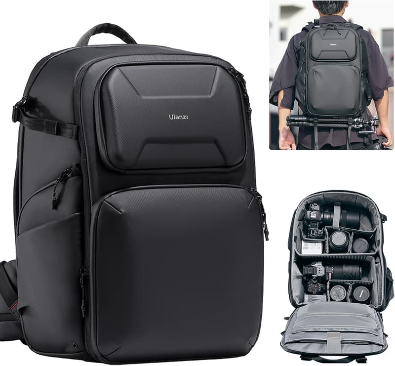 大容量 撥水加工 一眼レフカメラ用 撮影バックパック ブラック 25L+10L