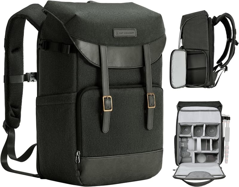 K&F Concept 大容量カメラリュックサック 20L 撥水加工 15.6インチPC収納可能