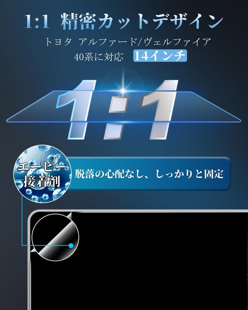 新型アルファード40系/ヴェルファイア用 9H傷防止カーナビ保護フィルム 14インチ