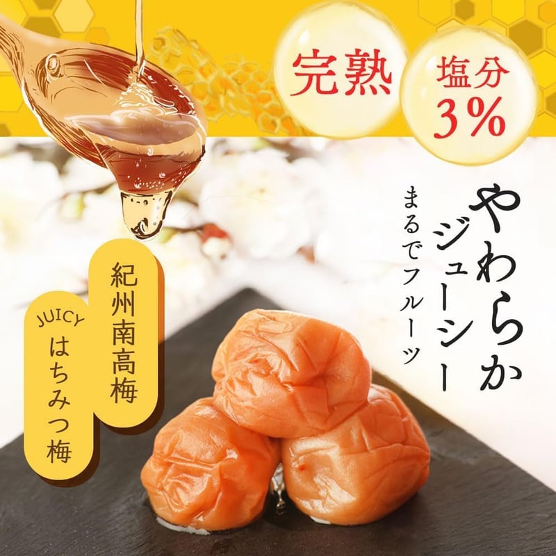 減塩はちみつ紀州南高梅 800g - 高級 つぶれ梅 低塩 3% 塩分
