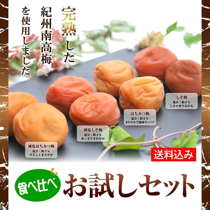 紀州南高梅 食べ比べお試しセット（60g×4）大粒完熟 和歌山県産 ギフト お土産 うめぼし