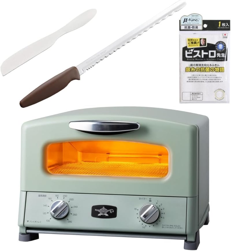 アラジン グリル＆トースター 4枚焼き グリーン 4点セット AGT-G13