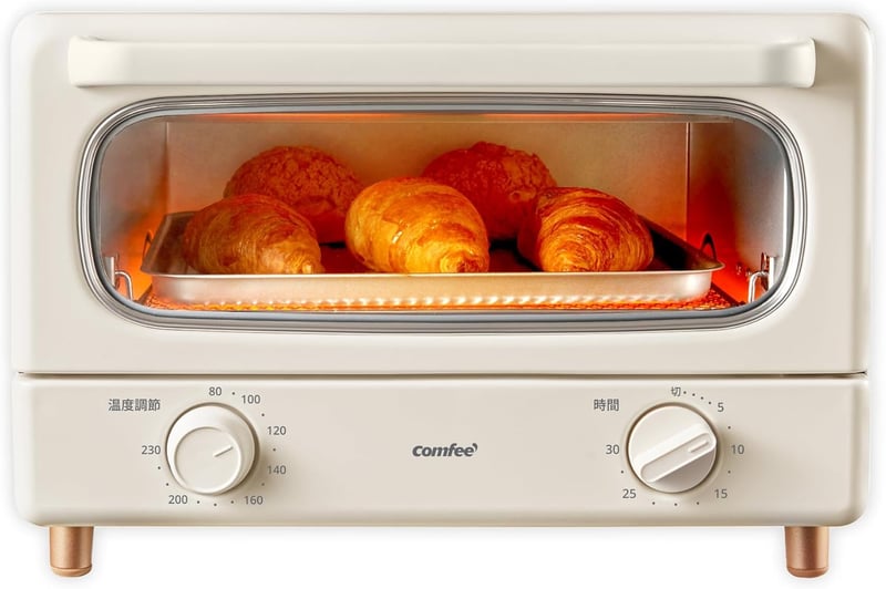 レトロデザイン オーブントースター 4枚焼き 黒遠赤ヒーター 1300W CF-MC142-AY