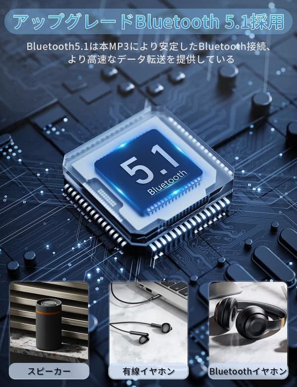 Bluetooth5.1搭載32GB MP3プレーヤー｜スピーカー内蔵・多機能ギフト ブラック