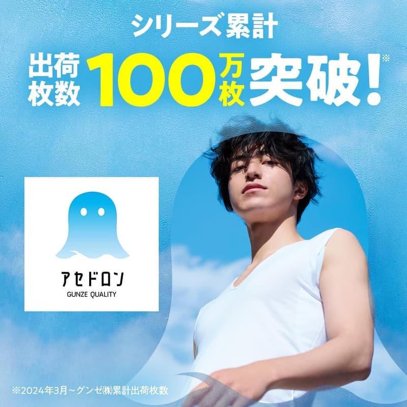 アセドロン 汗取り付きVネックTシャツ 鹿の子素材 メンズ用