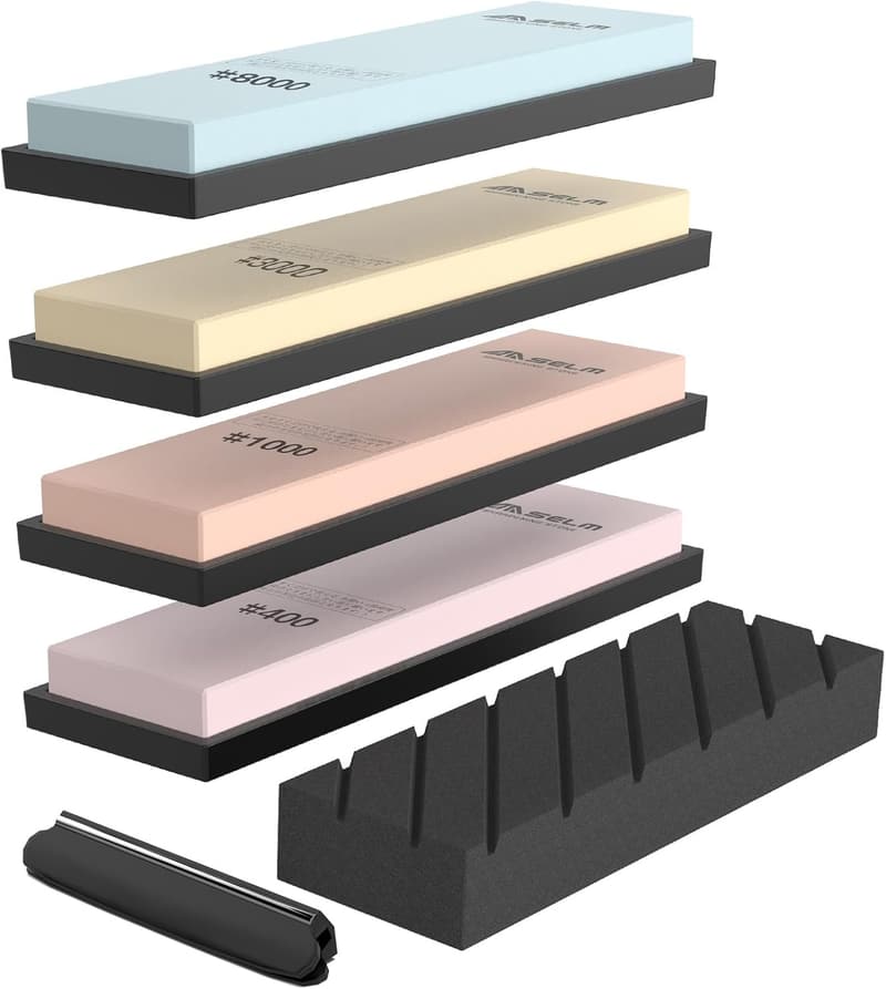 ハイエンド包丁研ぎ石セット #400#1000#3000#8000 - ナイフ研ぎ愛好家向け角度固定ホルダー付き