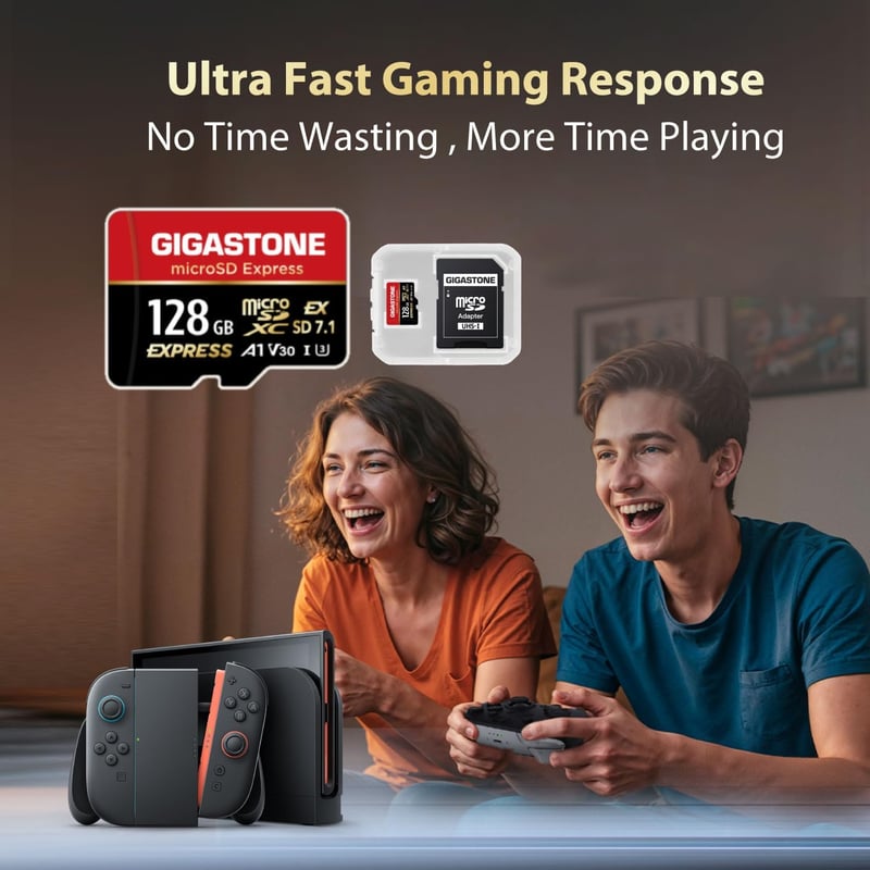 GIGASTONE 128GB microSDXCカード Nintendo Switch対応 A1 V30 U3 読込最大880MB/s 書込最大500MB/s Type-Cカードリーダー付き