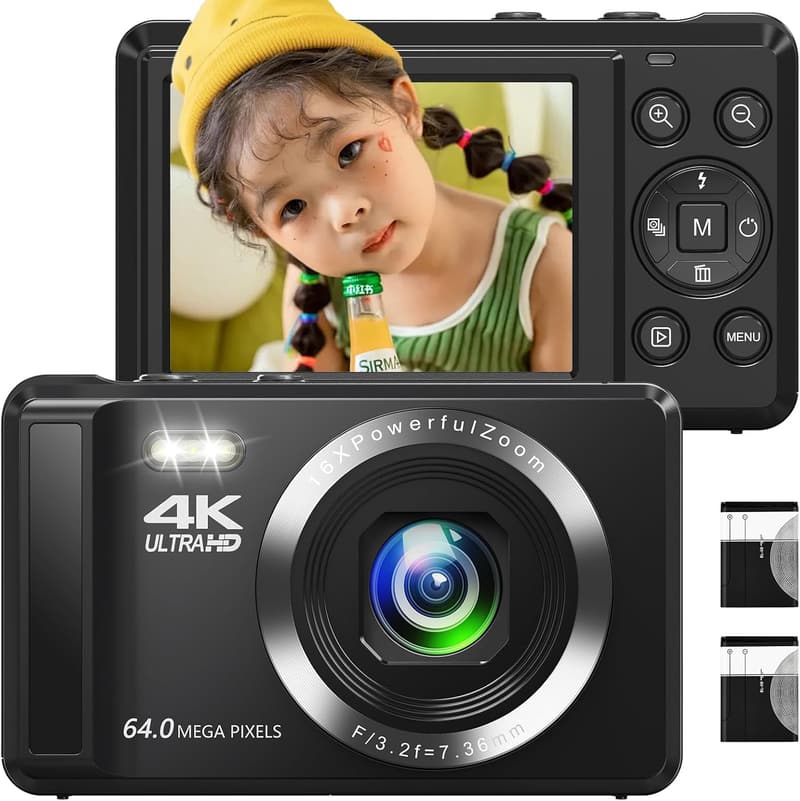 初心者向け4Kデジタルカメラ AFオートフォーカス・16Xズーム・2.8インチスクリーン・VLOG用