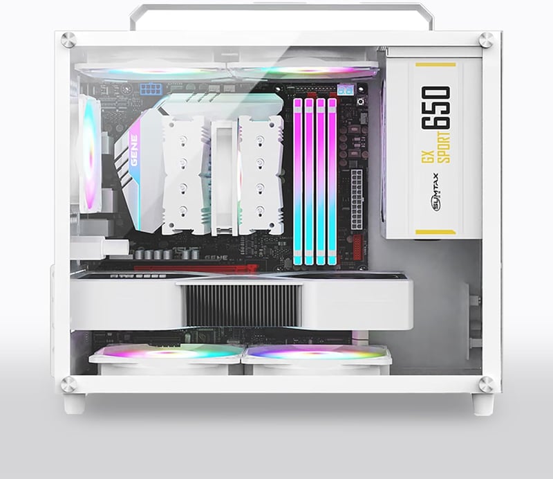 ミドルタワーPCケース 透明強化ガラス製 micro-ATX対応 シルバー MINI型