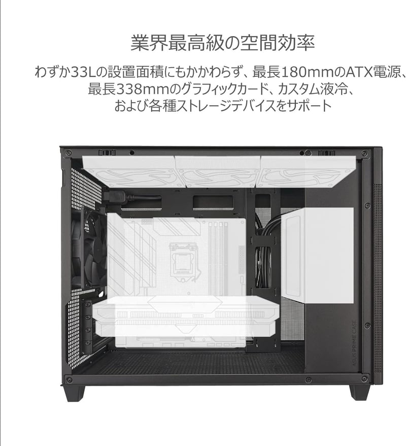ASUS ミドルタワーケース PRIME CASE MESH - 冷却重視 / Micro ATX / 国内正規代理店品
