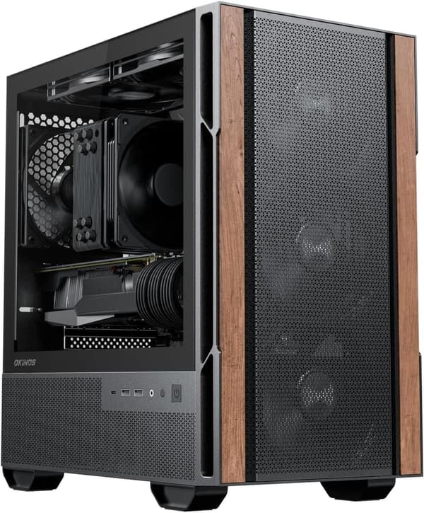 沖の檜木製 3室対応 Micro-ATX ミドルタワーケース ブラック