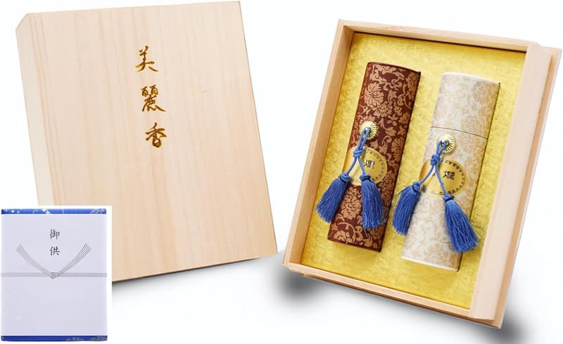 お盆・喪中用高級桐箱入り線香セット（白檀・沈香）【国産・永楽屋オリジナル】