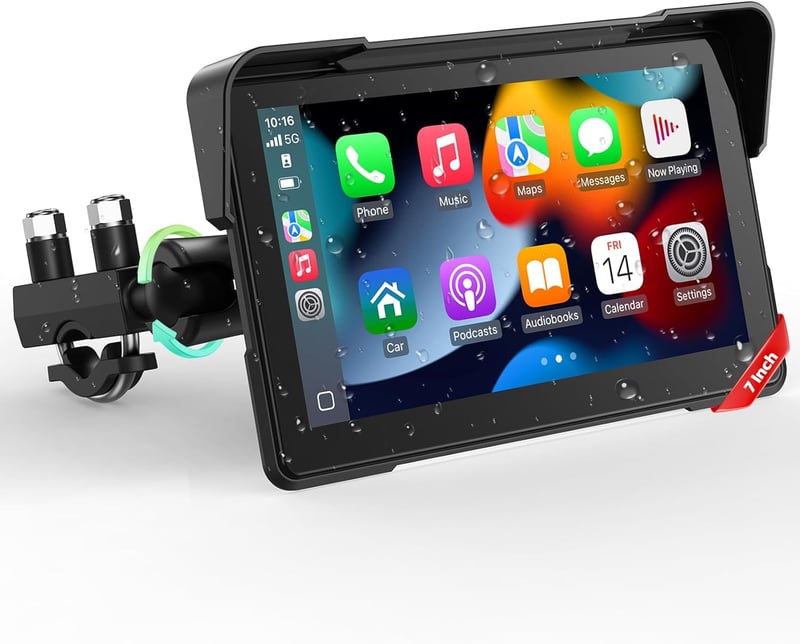 バイク用 7インチディスプレイオーディオ ワイヤレスCarPlay/Android Auto対応 防水防塵 Bluetooth 5.0
