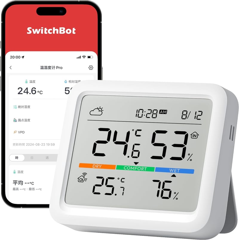 スマホ対応高精度温湿度計 - SwitchBot で快適指数管理可能