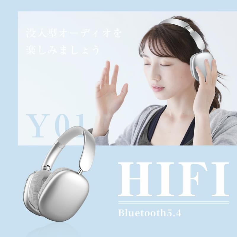 Bluetooth 5.4対応 ワイヤレスオーバーイヤーヘッドホン HIFI音質/100時間待受/ENCノイズキャンセリング/Type-C急速充電 (シルバー)