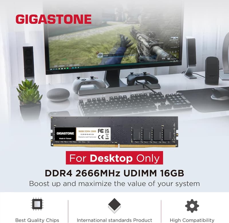 GIGASTONE DDR4 16GBx2枚 (32GB Kit) メモリモジュール 2666MHz PCデスクトップ用