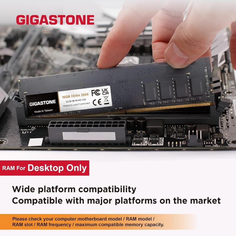 GIGASTONE DDR4 16GBx2枚 (32GB Kit) メモリモジュール 2666MHz PCデスクトップ用