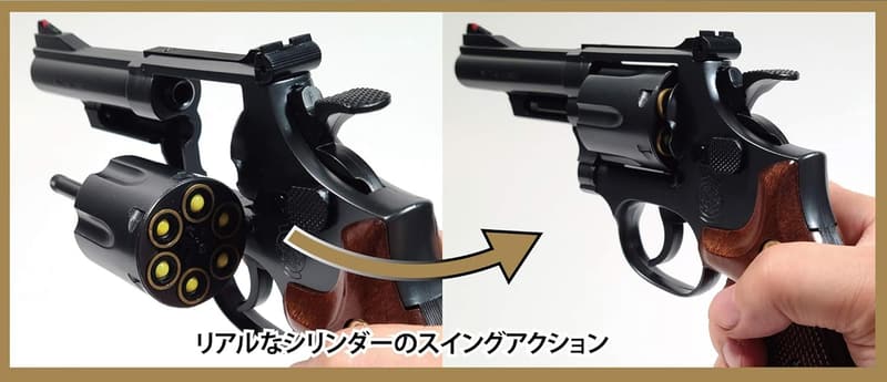 ホップアップエアリボルバー S&W M19 .357 コンバット マグナム 4インチ ブラック 木製グリップ 10歳以上用