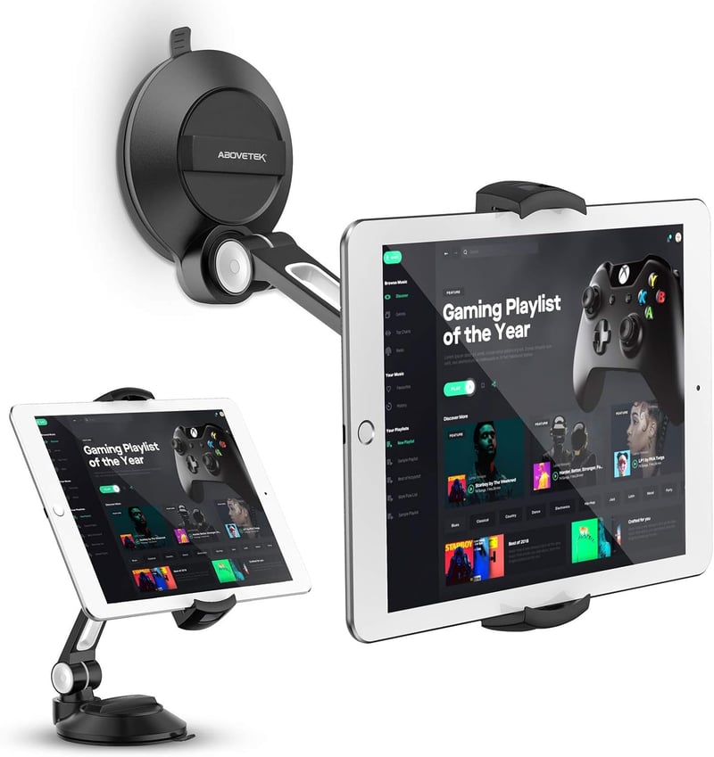 タブレットホルダー 車用 吸盤付き 360度回転対応 黒 iPad/モバイルタブレット対応
