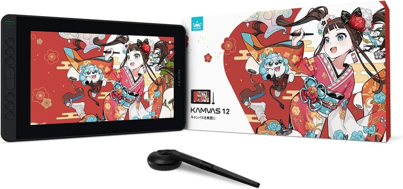 【日本限定】HUION Kamvas 12 液晶ペンタブレット 充電不要ペン付き 在宅ワーク・ネット授業向け