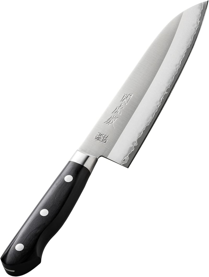 関虎徹 V金10号 鍔付 三徳包丁 180mm - 安田刃物