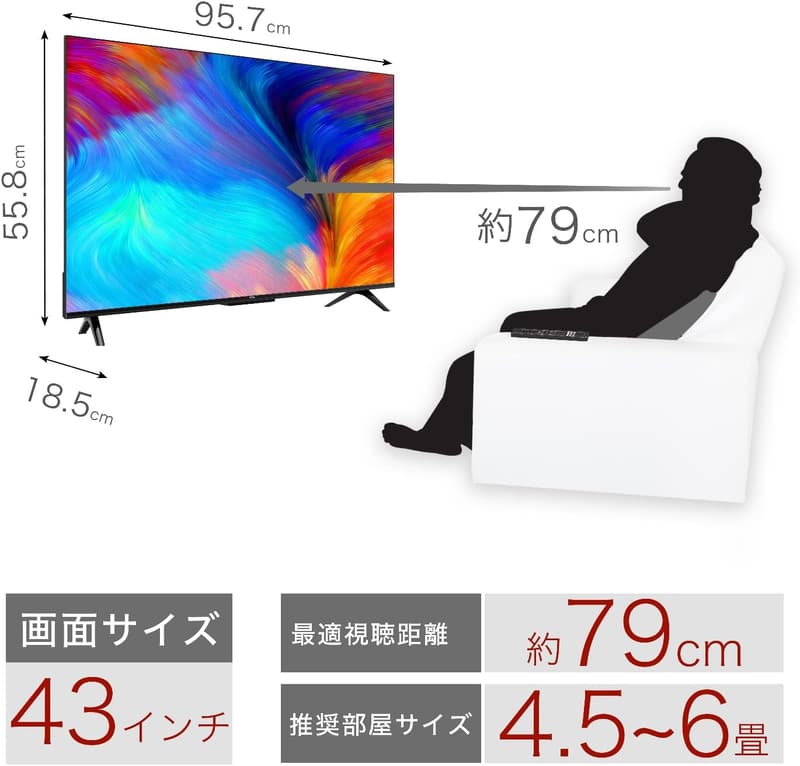 43V型 4K Google TV チューナーレス スマートテレビ HDR10 Dolby Vision Dolby Atmos クロームキャスト内蔵 2023年モデル