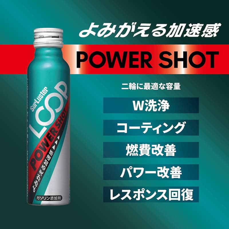 バイク用ガソリン添加剤 ループパワーショット 80ml×3本 PEA PIBA配合 エンジン内洗浄・燃費改善