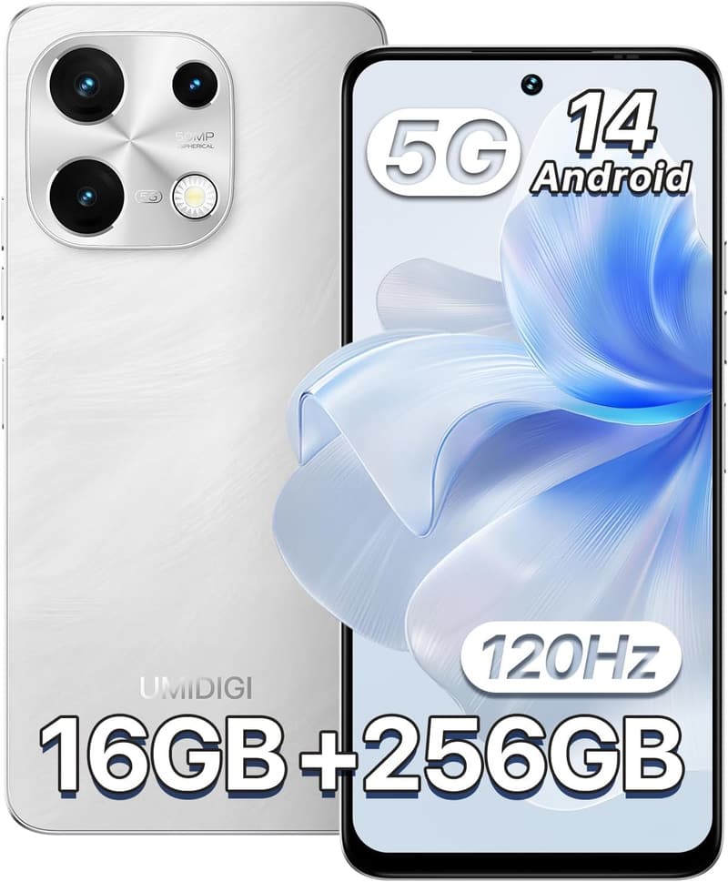 UMIDIGI Note 100 5G スマートフォン 16GB+256GB/1TB拡張 Android 14 デュアルSIM 6.8インチHD+ 50MPカメラ 5000mAh バッテリー 指紋・顔認証 ホワイト