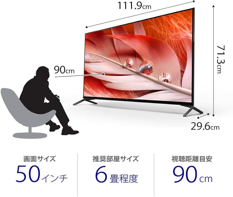 ソニー 50V型 4K 液晶テレビ BRAVIA XRJ-50X90J 倍速 Google TV 2021年モデル