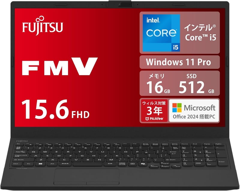 富士通 ノートパソコン FMV Lite WA1/J2 (15.6型/Core i5/16GB/SSD 512GB/Win 11 Pro/MS Office 2024)