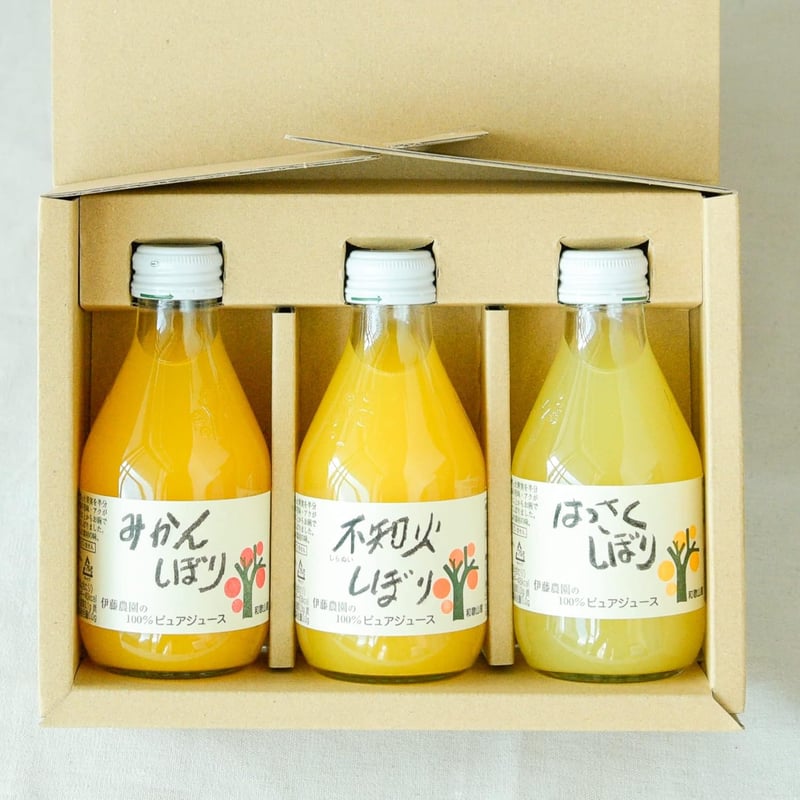 和歌山産 100%無添加みかんジュース詰め合わせ（180ml×3本）贈答用