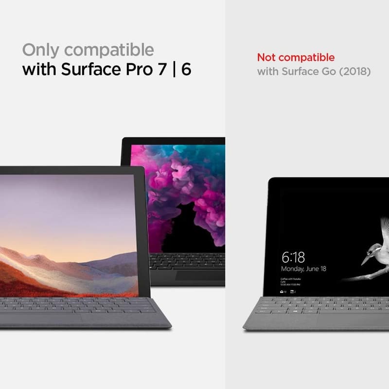 Surface Pro 7/6用ハードケース ポケット付きスタンド式 PUレザー (チャコールグレー)