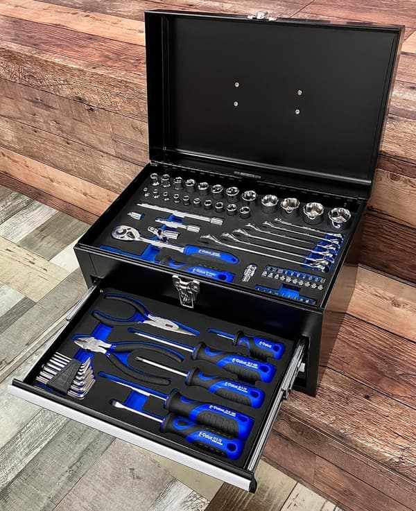 整備工具セット 70点 ツールチェスト付き ブラック EVAマットトレー DIY・メンテナンス用