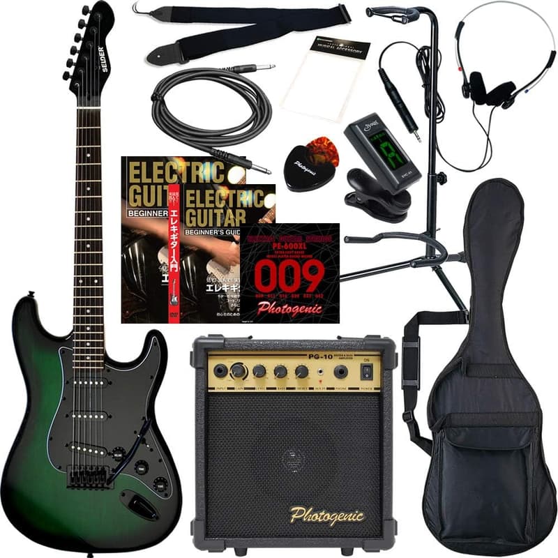 初心者向けエレキギターセット サクラ楽器オリジナル ストラトキャスタータイプ ST-16/IGB 13点セット