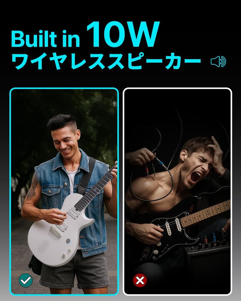 初心者向け ENYA Nova GO スマートエレキギターセット カーボンファイバー製 10Wスピーカー・マルチエフェクター内蔵 ホワイト