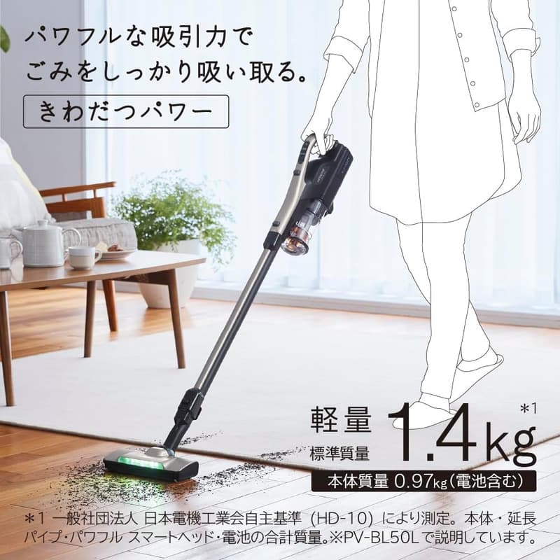 コードレス自走式掃除機 日立 パワかるスティック PV-BL50L 軽量1.4kg 日本製 ライトゴールド